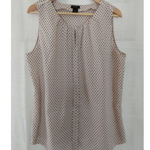 Large - Blouse Top - Cream w black polk a dot